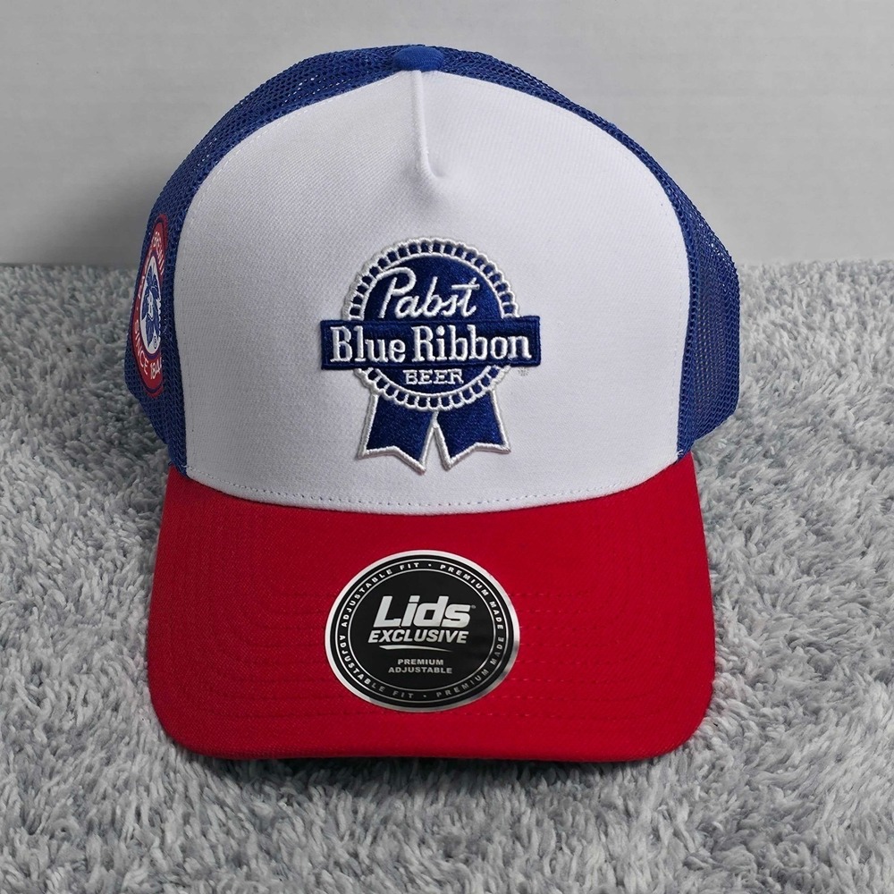 Pabst Blue Ribbon Beer PBR Trucker Adjustable Snapback Cap Hat Lids NEW‎ NWT